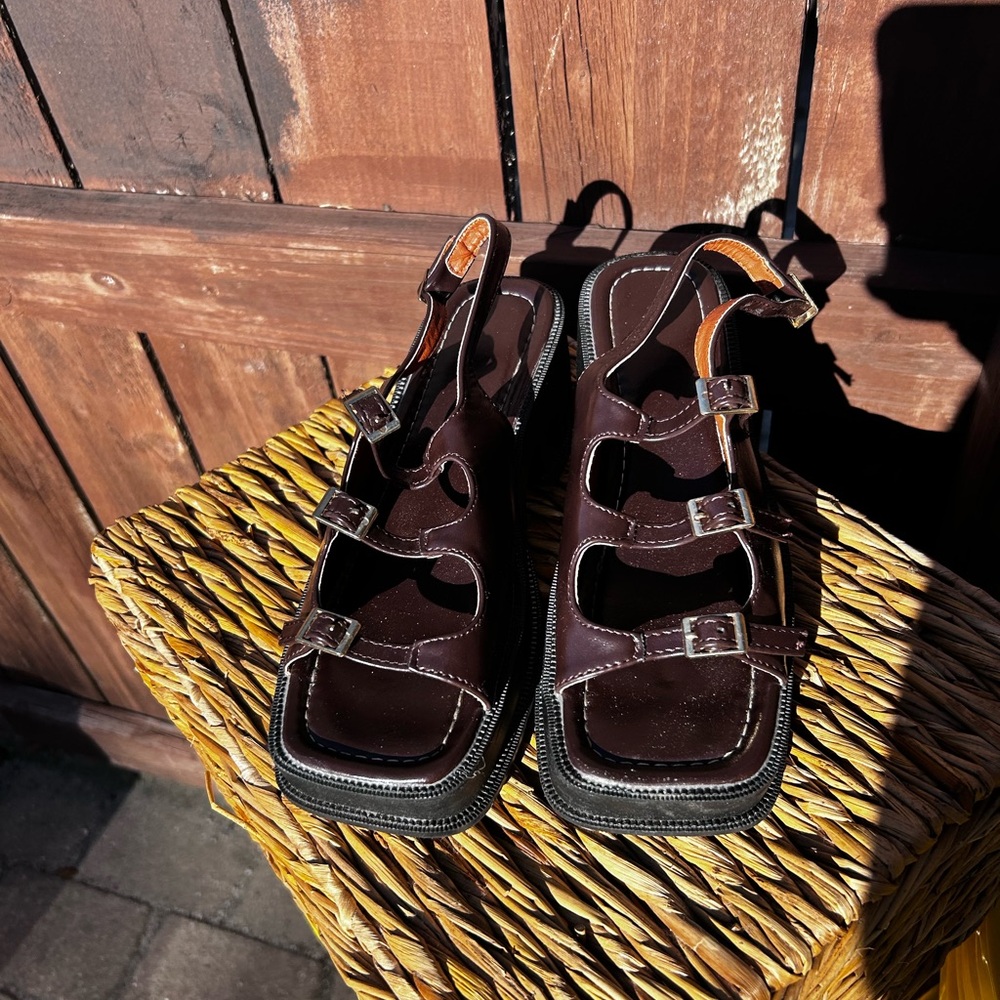 SHEIN Dark Brown Platform Sandals